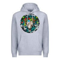 Heather Grey Bull Skull Christmas Premium Hoodie - RanaPortraitStore