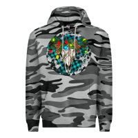 Slate Camo Bull Skull Christmas Premium Hoodie - RanaPortraitStore
