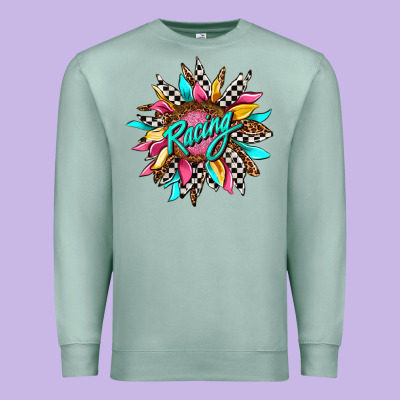 Racing Sunflower Premium Sweatshirt Designed By Adodesignshop