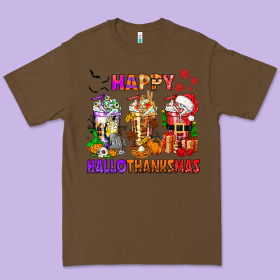 Happy Hallothanksmas Coffee Cups Premium Tee Designed By Texasbilliewilder