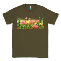 Army Green flamingos with sunset Classic Tee - TumblerDesignByShophia
