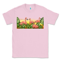 Bubblegum Pink flamingos with sunset Classic Tee - TumblerDesignByShophia