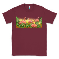 Burgundy flamingos with sunset Classic Tee - TumblerDesignByShophia