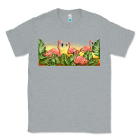 Heather Grey flamingos with sunset Classic Tee - TumblerDesignByShophia