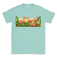 Seafoam flamingos with sunset Classic Tee - TumblerDesignByShophia