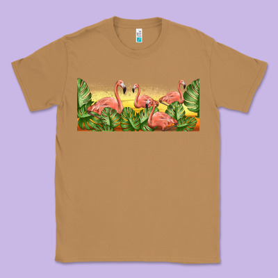 Flamingos With Sunset Classic Tee Designed By Tumblerdesignbyshophia