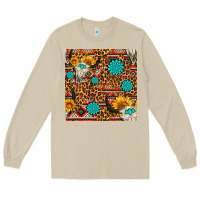 Mushroom western aztec bull skull seamless pattern Long Sleeve Tee - FaDigitalArtStudio