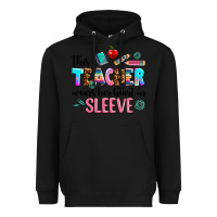 Black this teacher wears her heart on sleeve Heavyweight Hoodie - AdoDesignShop