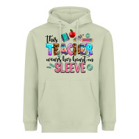 Matcha this teacher wears her heart on sleeve Heavyweight Hoodie - AdoDesignShop