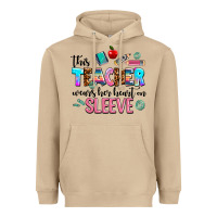 Mushroom this teacher wears her heart on sleeve Heavyweight Hoodie - AdoDesignShop