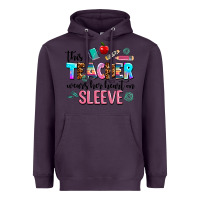 Plum this teacher wears her heart on sleeve Heavyweight Hoodie - AdoDesignShop