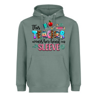 Sage this teacher wears her heart on sleeve Heavyweight Hoodie - AdoDesignShop