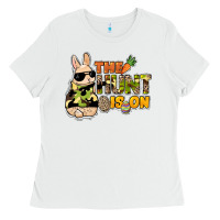 White The hunt is on Easter Day Ladies Tee - HowdyJamesFarm