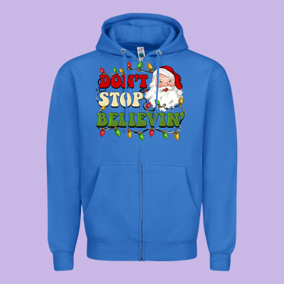 Don't Stop Believin Zipper Hoodie Designed By Barkaloodesign
