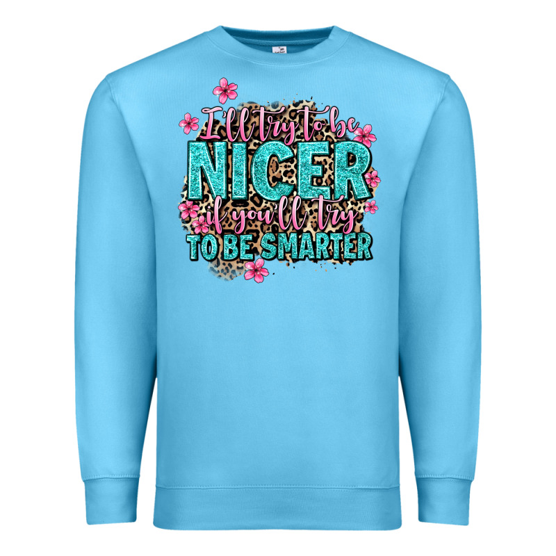 I'll Try To Be Nicer If You'll Try Ti Be Smarter Premium Sweatshirt by AdoDesignShop | Teevron