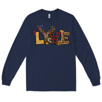 Navy christmas reindeer love Long Sleeve Tee - RanaPortraitStore