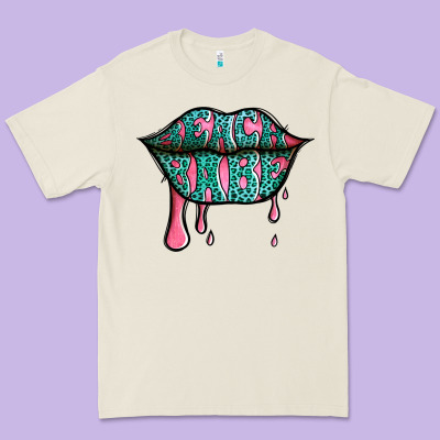 Beach Babe Leopard Lips Premium Tee Designed By Jasminsmagicworld