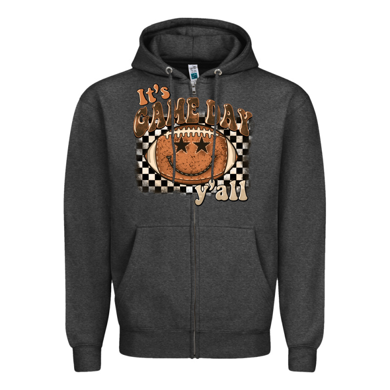 It's Game Day Y'all Football Smiley Face Zipper Hoodie by BarkalooDesign | Teevron