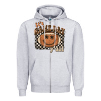 Heather Grey it's game day y'all football smiley face Zipper Hoodie - BarkalooDesign