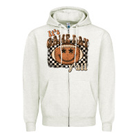 Oatmeal Heather it's game day y'all football smiley face Zipper Hoodie - BarkalooDesign