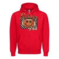 Red it's game day y'all football smiley face Zipper Hoodie - BarkalooDesign