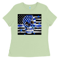 Matcha police flag patriotic skull Ladies Tee - TumblerDesignByShophia
