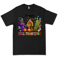 Black Happy Hallothanksmas Premium Tee - texasbilliewilder