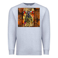 Heather Grey first in last out firefighter Premium Sweatshirt - AdoDesignShop