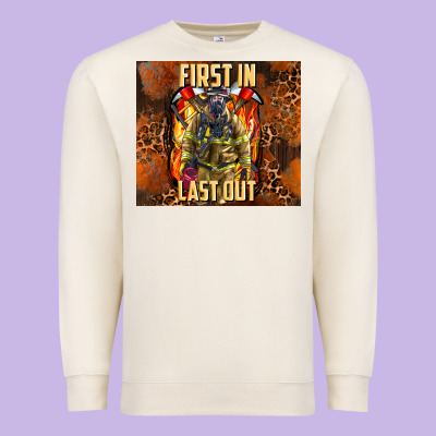First In Last Out Firefighter Premium Sweatshirt Designed By Adodesignshop