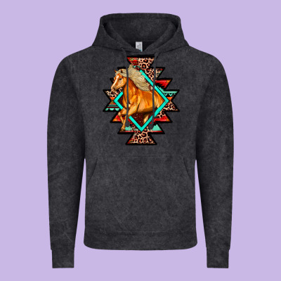 Aztec Symbol White Horse Vintage Hoodie Designed By Fadigitalartstudio