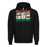 Black Chillin with my Snowmies Zipper Hoodie - BarkalooDesign