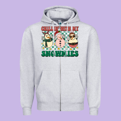 Chillin With My Snowmies Zipper Hoodie Designed By Barkaloodesign