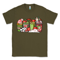 Army Green Cow and strawberry coffee cups Classic Tee - HowdyJamesFarm