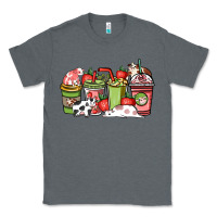 Charcoal Heather Cow and strawberry coffee cups Classic Tee - HowdyJamesFarm