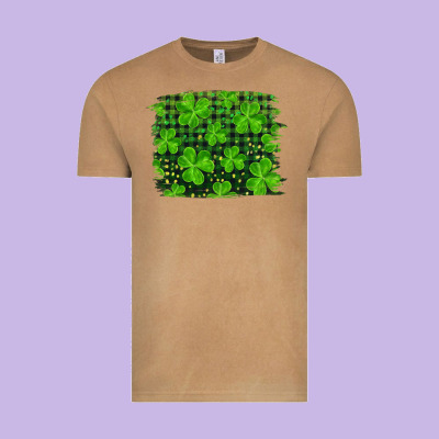 St Patrick's Day Shamrock And Plaid Distressed Background Vintage Tee Designed By Ranaportraitstore