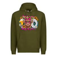 Army Green Holy Cow 100 Days Of School Premium Hoodie - CowhideDigitalArt