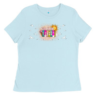 Baby Blue summer vibes with birds Ladies Tee - TumblerDesignByShophia