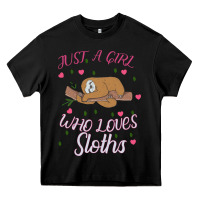 Black Just A Girl Who Lowes Sloths Heavy Core Tee - Bettercallsaul