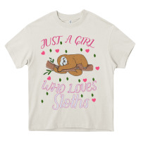 Cream Just A Girl Who Lowes Sloths Heavy Core Tee - Bettercallsaul