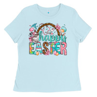 Baby Blue Happy Easter Nurse Easter Day Ladies Tee - HowdyJamesFarm