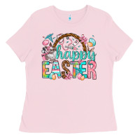 Bubblegum Pink Happy Easter Nurse Easter Day Ladies Tee - HowdyJamesFarm
