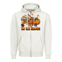 Oatmeal Heather tis the season football Zipper Hoodie - BarkalooDesign