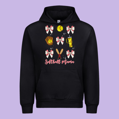 Softball Coquette Bow Urban Hoodie Designed By Jahusdesignshop