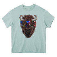 Arona bison with american flag glasses Heavy Core Tee - RanaPortraitStore