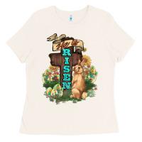 Bone He is risen Bunny Cross Easter Day Ladies Tee - HowdyJamesFarm