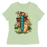 Matcha He is risen Bunny Cross Easter Day Ladies Tee - HowdyJamesFarm