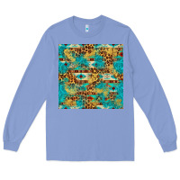 Colony Blue western aztec leopard glitter seamless pattern Long Sleeve Tee - FaDigitalArtStudio
