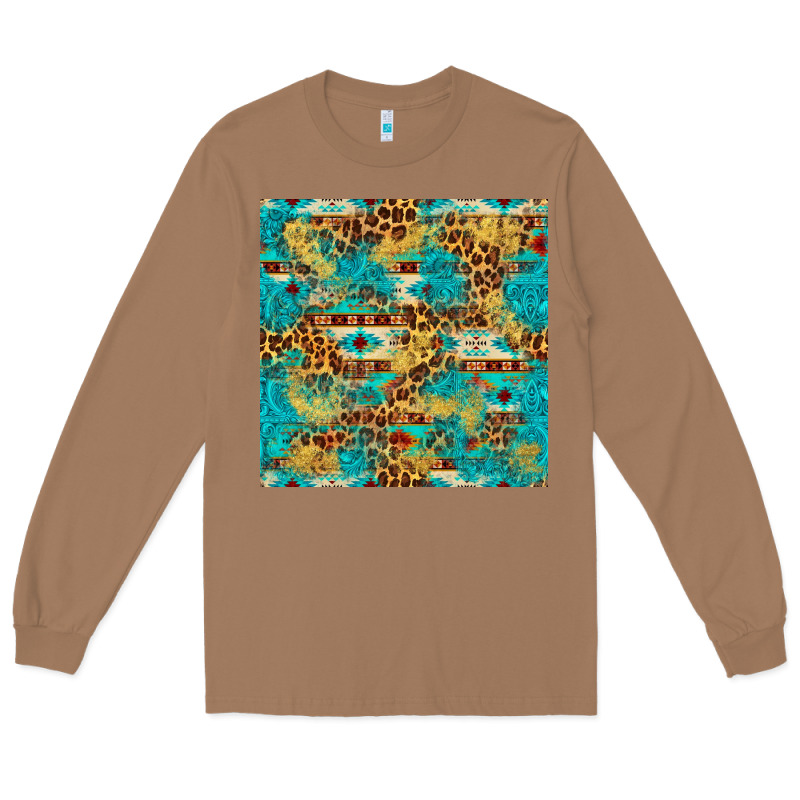 Western Aztec Leopard Glitter Seamless Pattern Long Sleeve Tee by FaDigitalArtStudio | Teevron