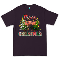 Plum Merry Christmas flamingo Premium Tee - texasbilliewilder