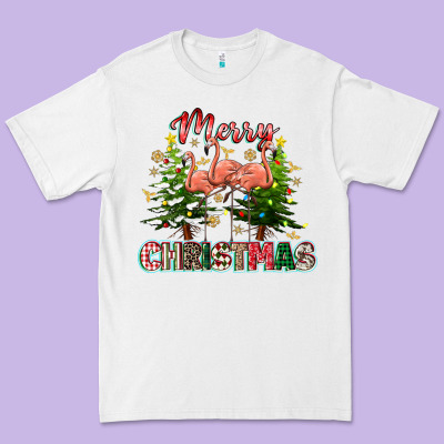 Merry Christmas Flamingo Premium Tee Designed By Texasbilliewilder